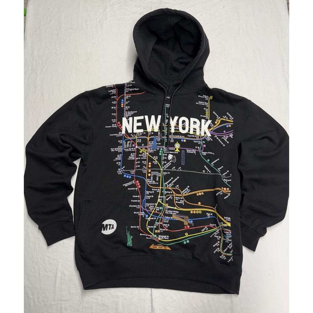 MTA New York Subway Map Hoodie, Black, Size: Men’s XL Unisex all over print